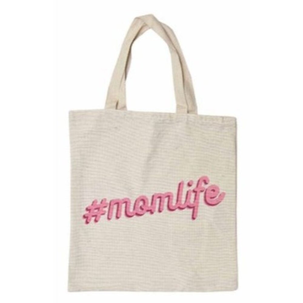 Sayings Printed Canvas Tote Bag 14" x 16" #Momlife 100% Cotton Made In India
